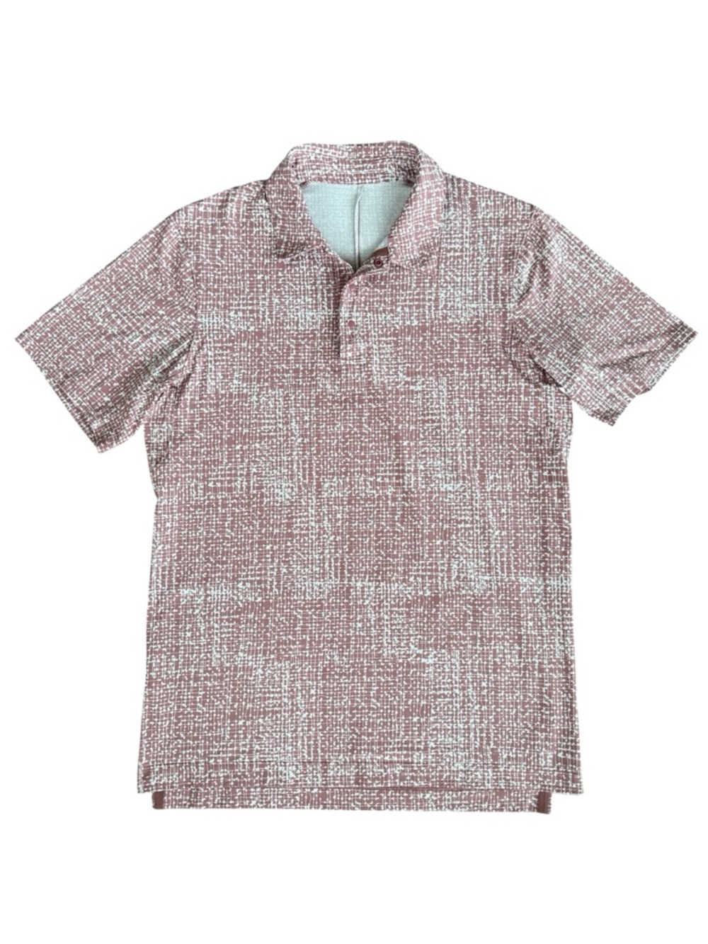 Lululemon Snap Front Performance Polo Shirt Duo Grid Spiced Chai Men’s Size S
